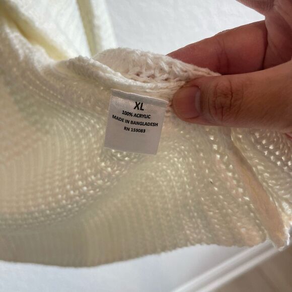 Jason Maxwell Womens Cardigan Open Front XL White Minimalist Classic Grandmacore - Picture 6 of 9